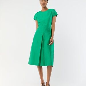 ANN MASHBURN Suzette Dress Kelly Green Silk Shantung Size Large EUC